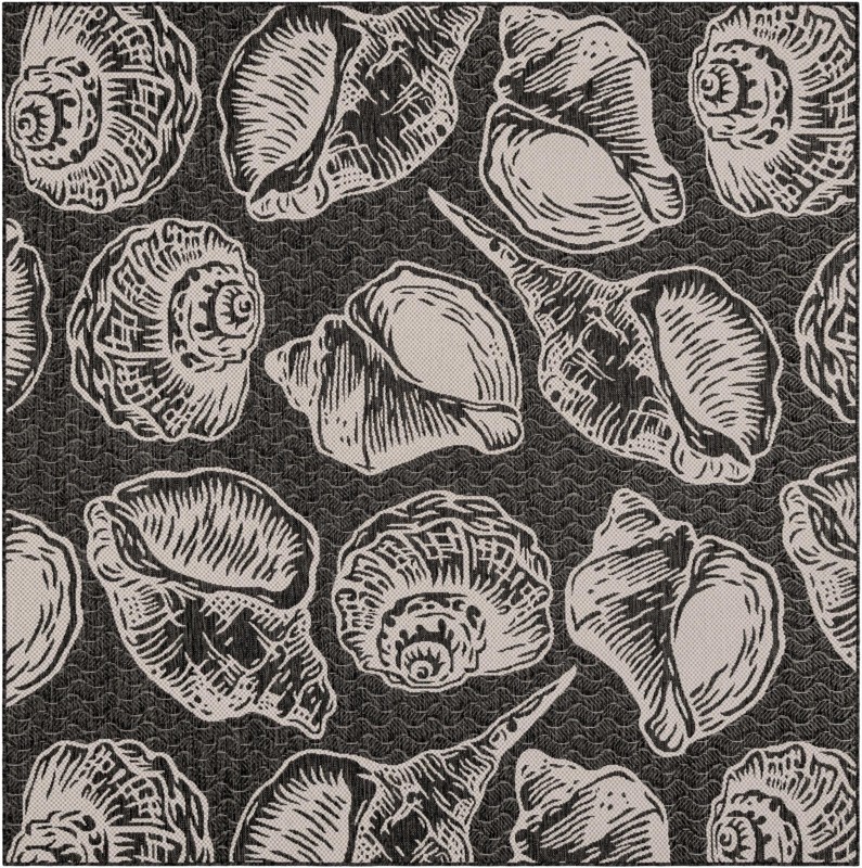 7' 10 x 7' 10 Arcata · Seashell Outdoor Rug, black and white