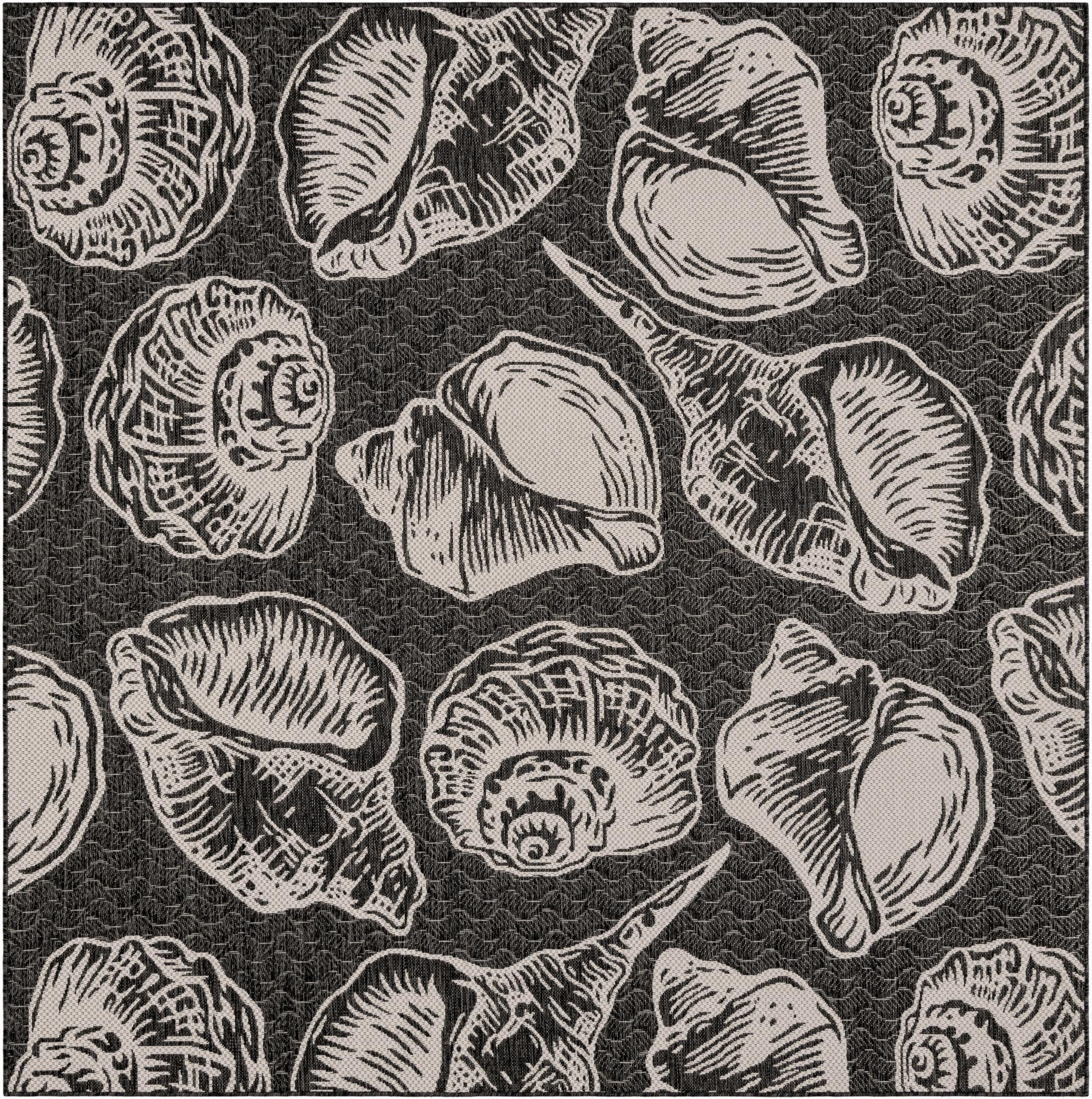 7' 10 x 7' 10 Arcata · Seashell Outdoor Rug, black and white
