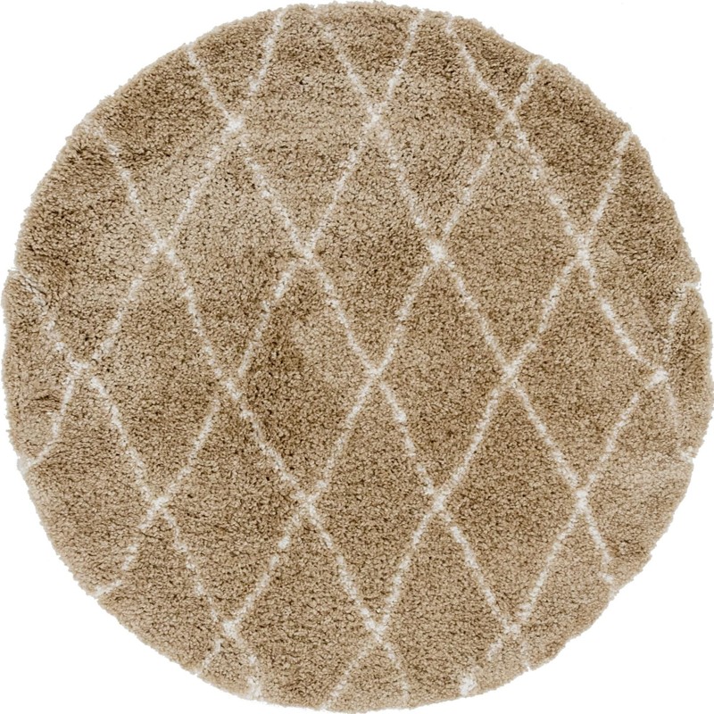 5' x 5' Jameson · Diamond Shag Rug, taupe and ivory