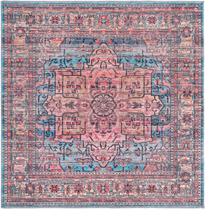 5' 3 x 5' 3 Sawyer · Border Washable Rug, blue