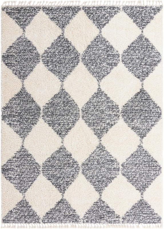 9' x 12' Newton · Diamond Shag Rug, white