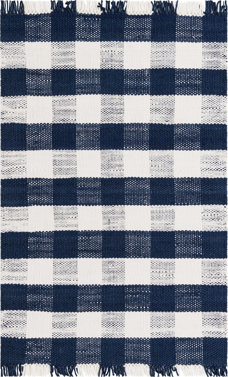 5' 3 x 8' Grady · Checkered Washable Outdoor Rug, navy and ivory