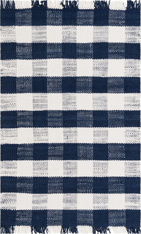 5' 3 x 8' Grady · Checkered Washable Outdoor Rug, navy and ivory