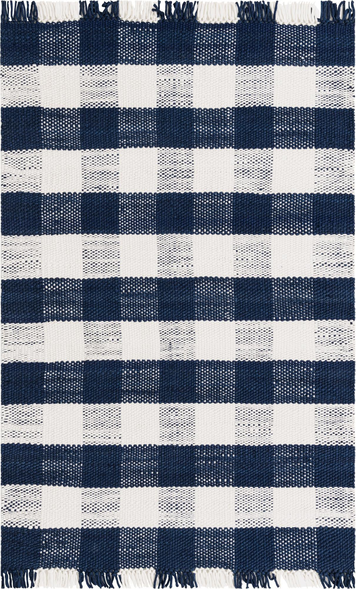 5' 3 x 8' Grady · Checkered Washable Outdoor Rug, navy and ivory