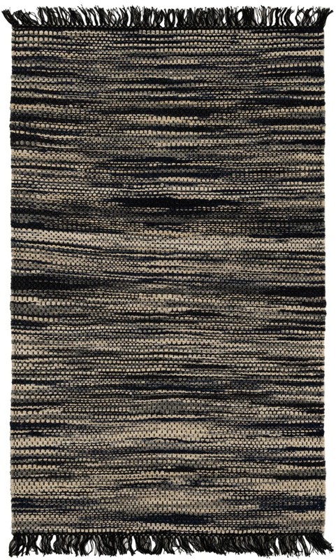 Barrett · Striped rug, navy blue and ivory