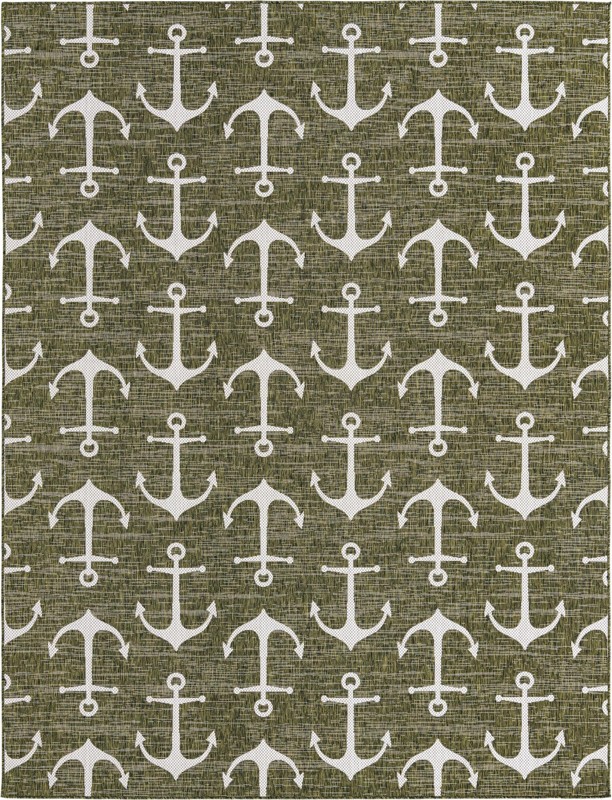 9' x 12' Millbrook · Pictoral Outdoor Rug, green