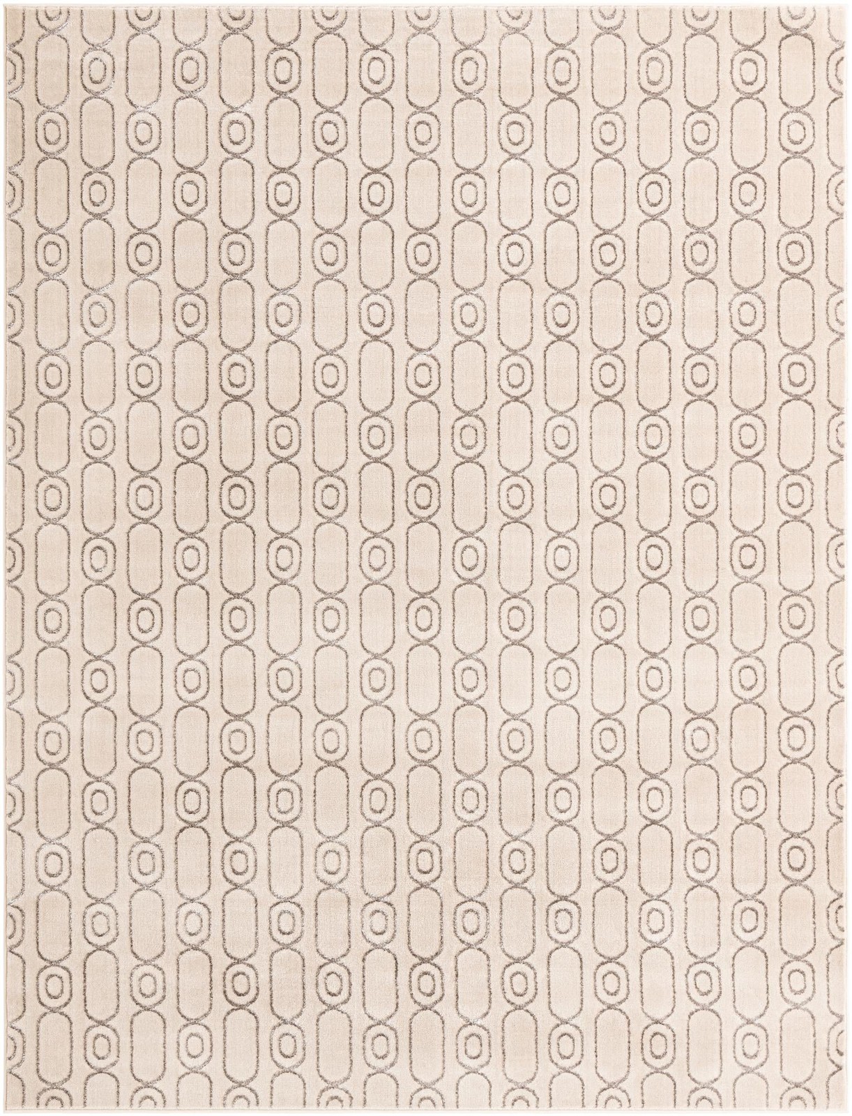 7' 10 x 10' Renwick · Geometric rug, white and silver