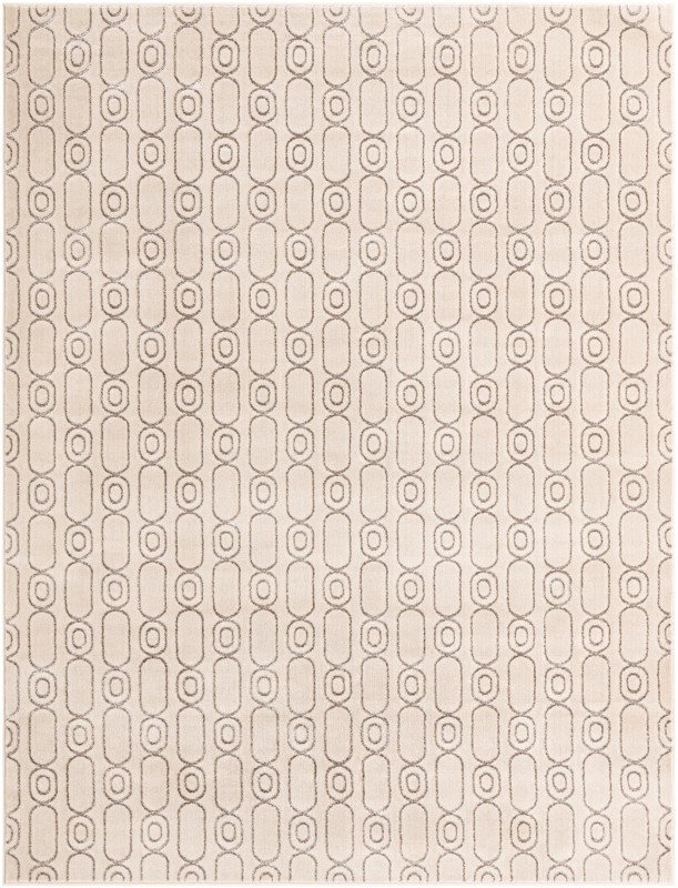 7' 10 x 10' Renwick · Geometric rug, white and silver