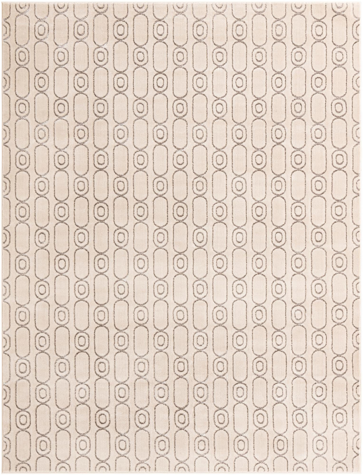 7' 10 x 10' Renwick · Geometric rug, white and silver
