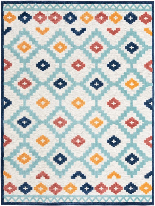 9' x 12' Beale · Border Outdoor Rug, ivory