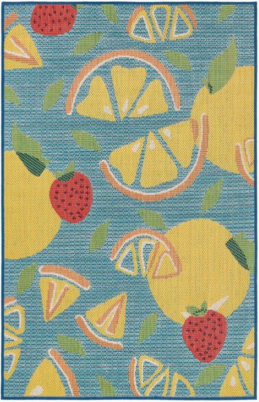 4' 1 x 6' 1 Masterson · Border Outdoor Rug, blue
