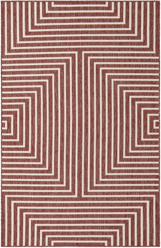 Gorse · Geometric Outdoor Rug, rust red