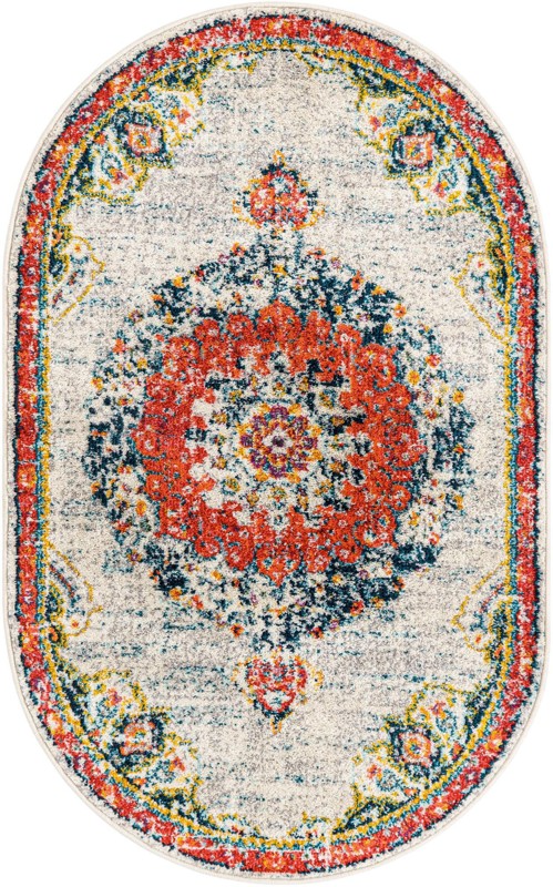 Amberley · Medallion rug, ivory and red