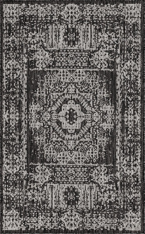 5' 3 x 8' Hayden · Border Outdoor Rug, charcoal