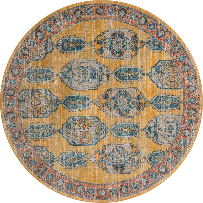 7' 10 x 7' 10 Pullman · Border rug, yellow