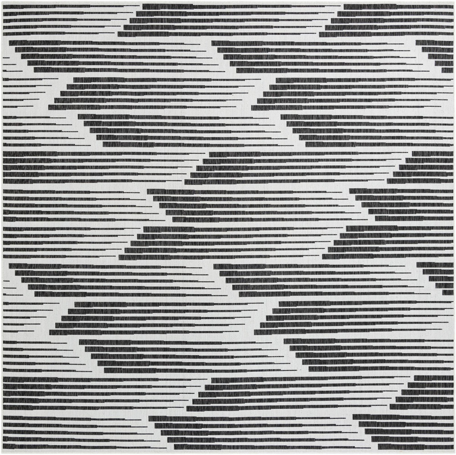 10' x 10' Flax · Abstract Outdoor Rug, black and white