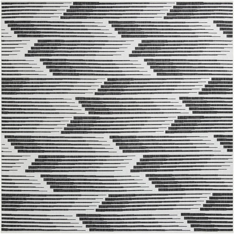 10' x 10' Flax · Abstract Outdoor Rug, black and white