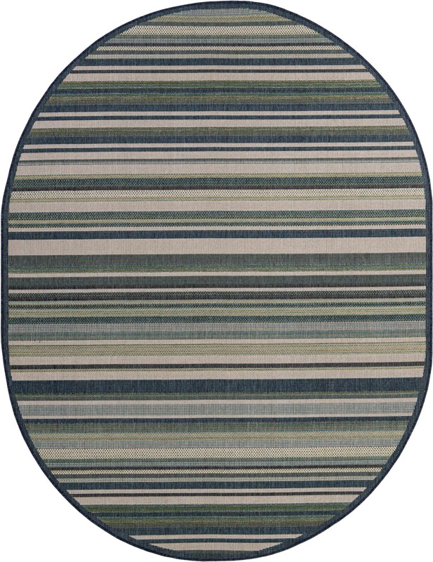 McBride · Striped Outdoor Rug, blue and ivory