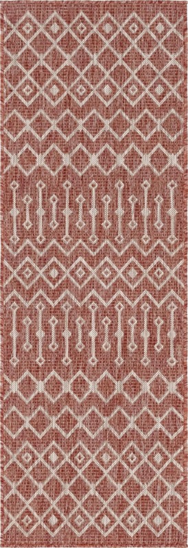 2' x 6' Kearney · Diamond Outdoor Rug, rustred