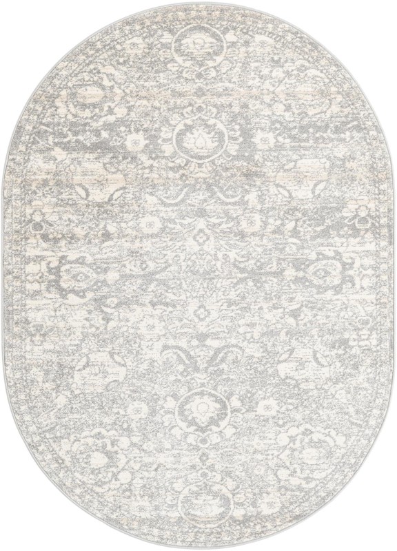 Ansel · Faded medallion rug, gray and ivory