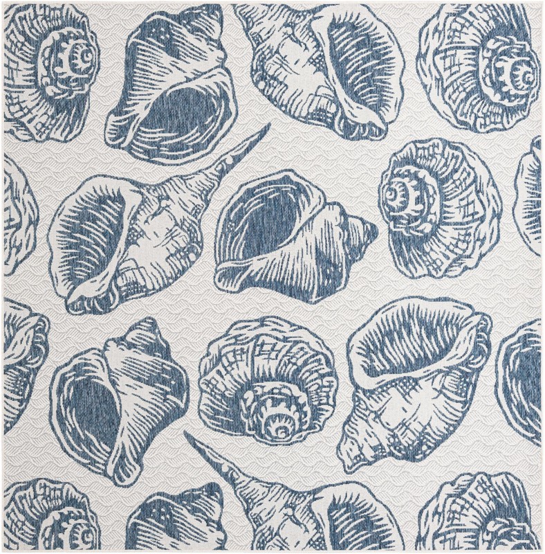 7' 10 x 7' 10 Arcata · Seashell Outdoor Rug, navy and ivory