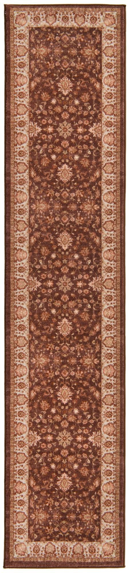 2' 2 x 10' Bluebell · Floral rug, brown and ivory