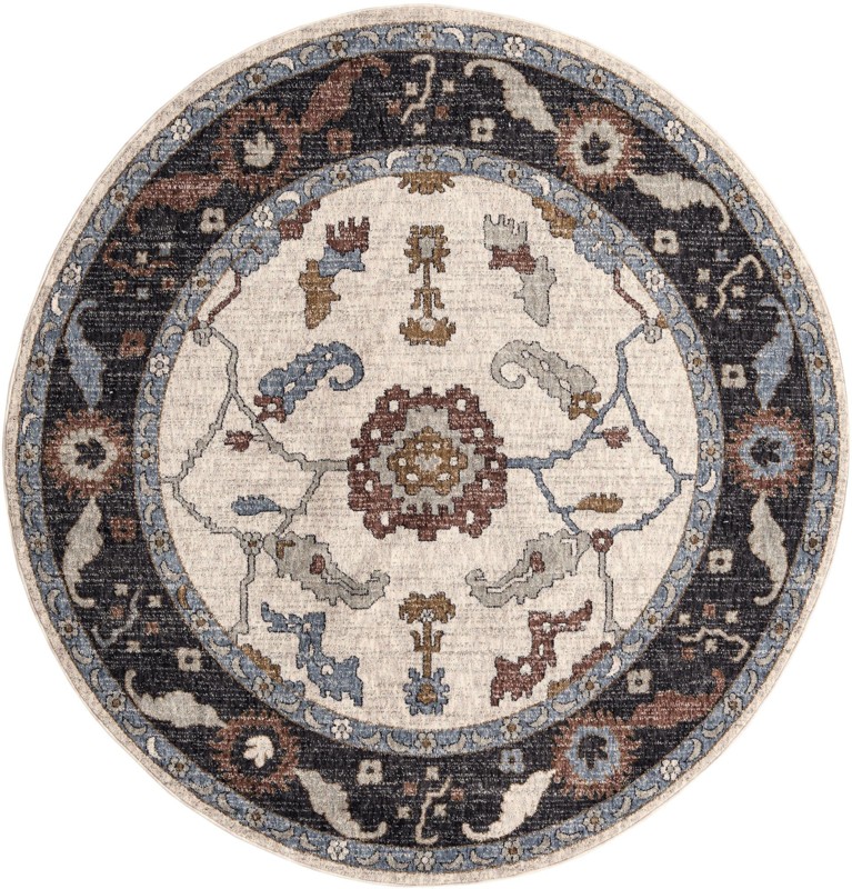 7' x 7' Lancey · Border rug, ivory