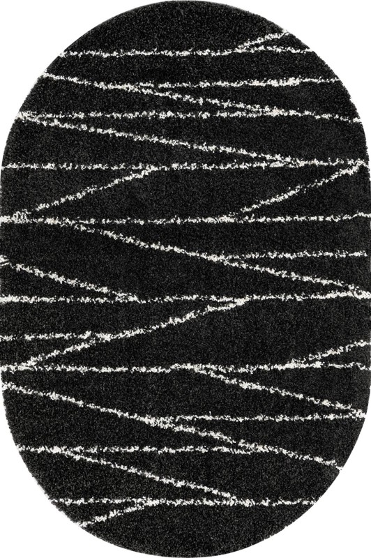 5' 3 x 8' Edenton · Linear shag rug, black and white