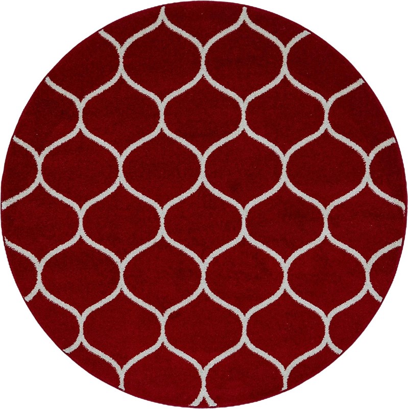 5' 3 x 5' 3 Ingram · Lattice rug, red and ivory