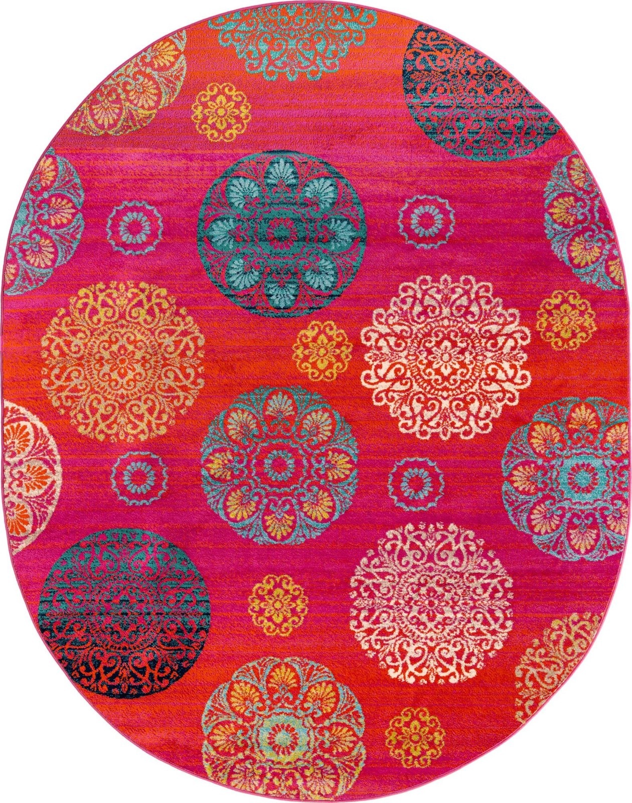 7' 10 x 10' Kendrick · Medallion rug, pink and turquoise