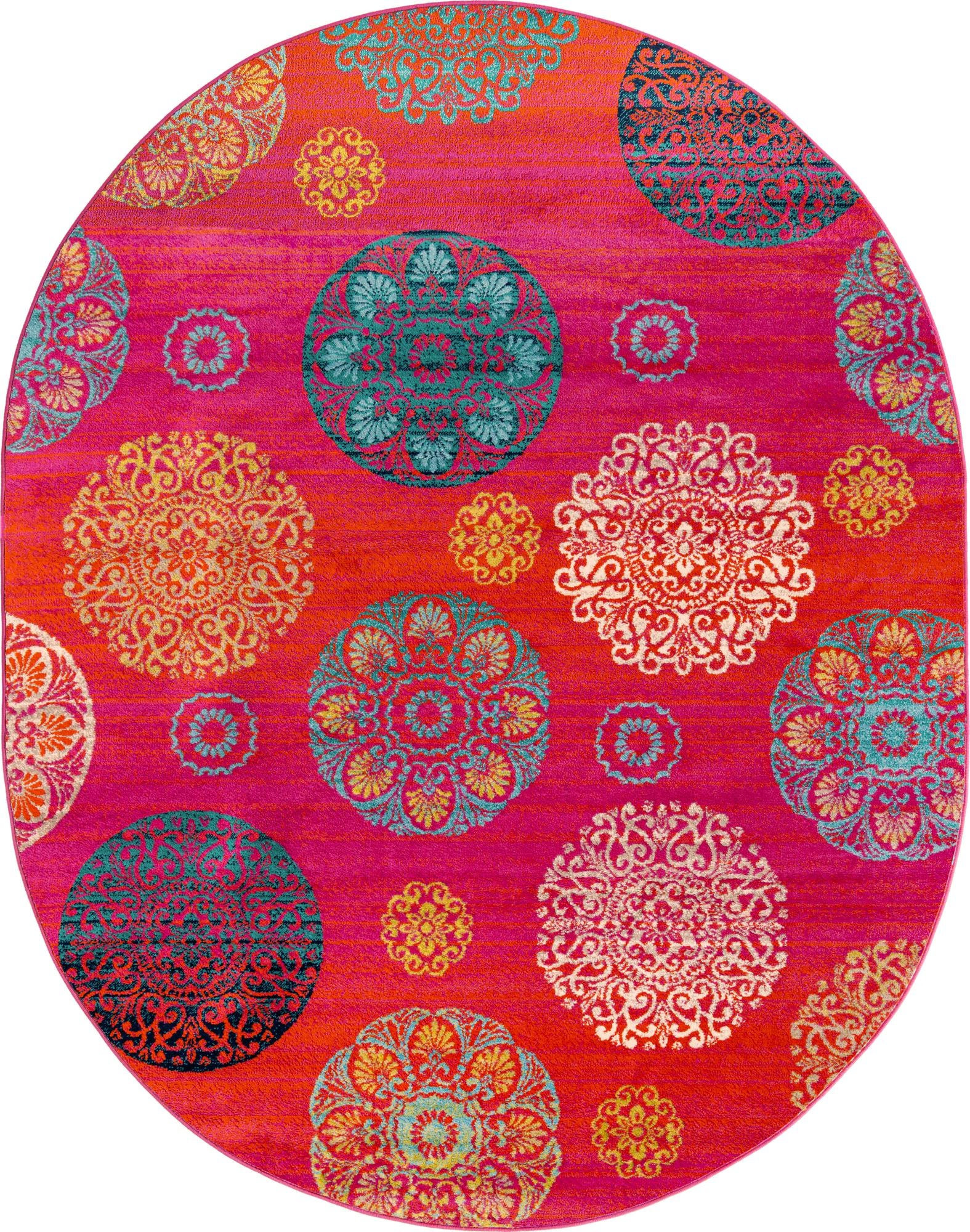 7' 10 x 10' Kendrick · Medallion rug, pink and turquoise