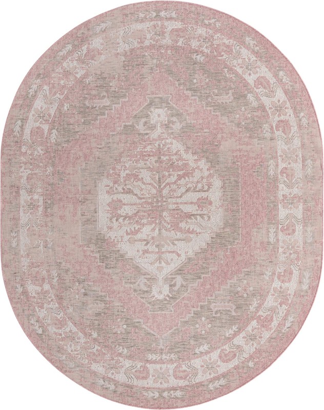 7' 10 x 10' Wylie · Border Outdoor Rug, pink