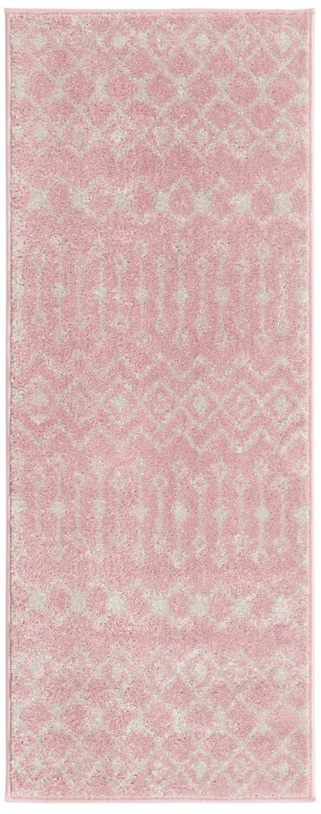 2' x 5' 3 Boswell · Geometric trellis rug, pink and ivory