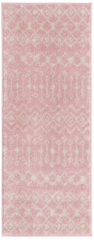 2' x 5' 3 Boswell · Geometric trellis rug, pink and ivory