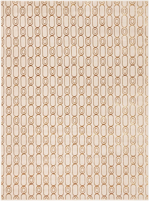 9' x 12' Renwick · Geometric rug, white and gold