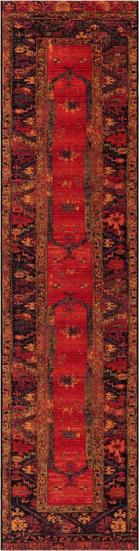 2' 7 x 11' Lomax · Medallion Outdoor Rug, red and black