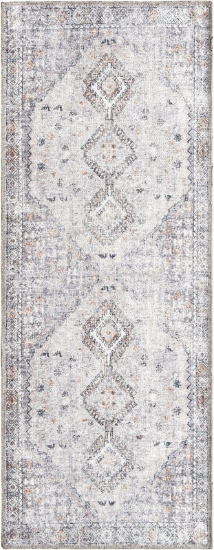 2' x 5' Hodges · Diamond medallion rug, ivory and gray
