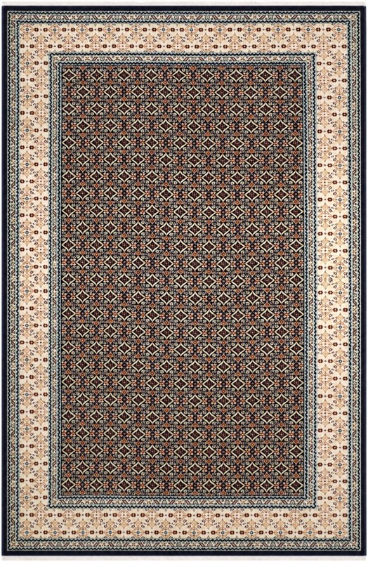 5' 3 x 8' Fenton · Geometric lattice rug, navy and ivory