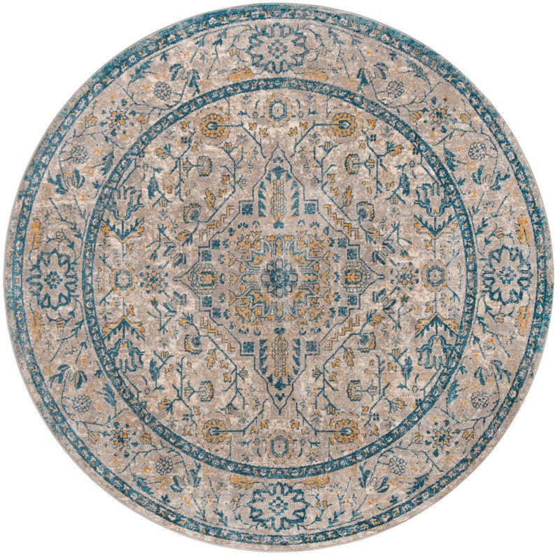 Thane · Medallion rug, gray and blue