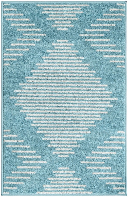 2' x 3' Knox · Diamond rug, light blue
