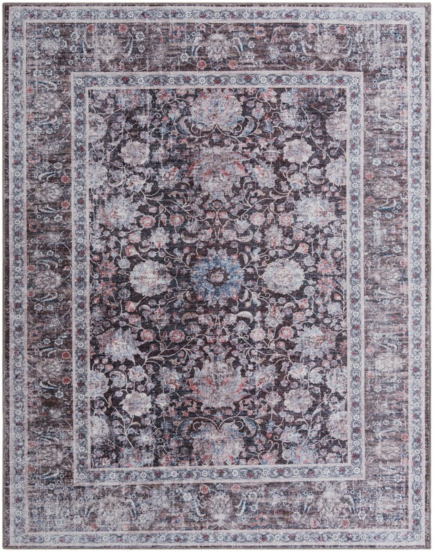 7' 10 x 10' Bertie · Floral medallion rug, brown and blue