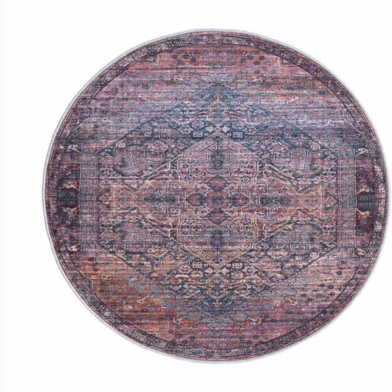 4' x 4' Darnell · Medallion rug, rust and navy