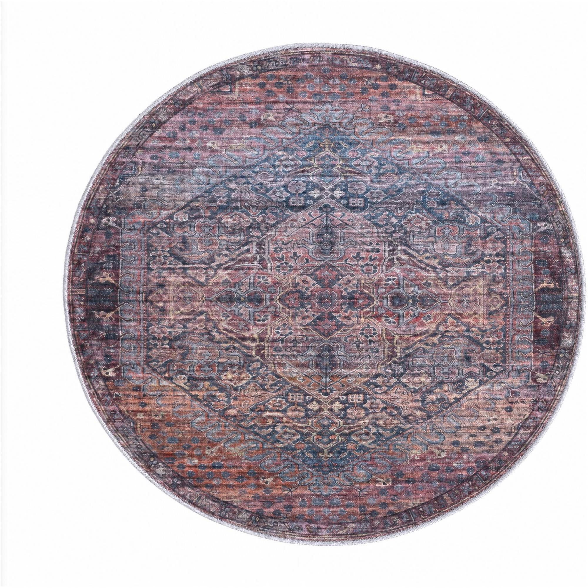 4' x 4' Darnell · Medallion rug, rust and navy
