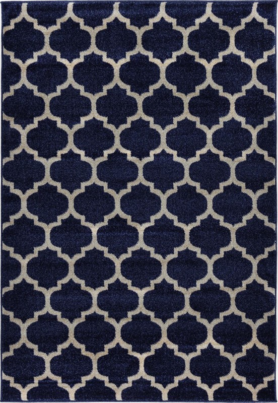 4' x 6' Arkwright · Geometric trellis rug, navy and ivory
