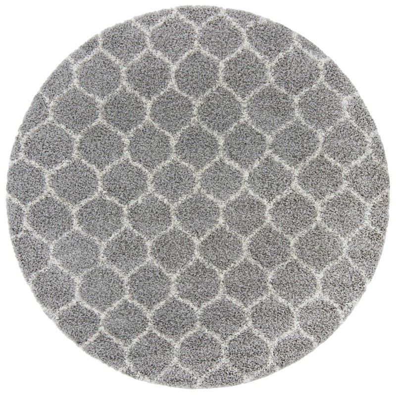 7' 10 x 7' 10 Barnett · Lattice Shag Rug, gray and ivory