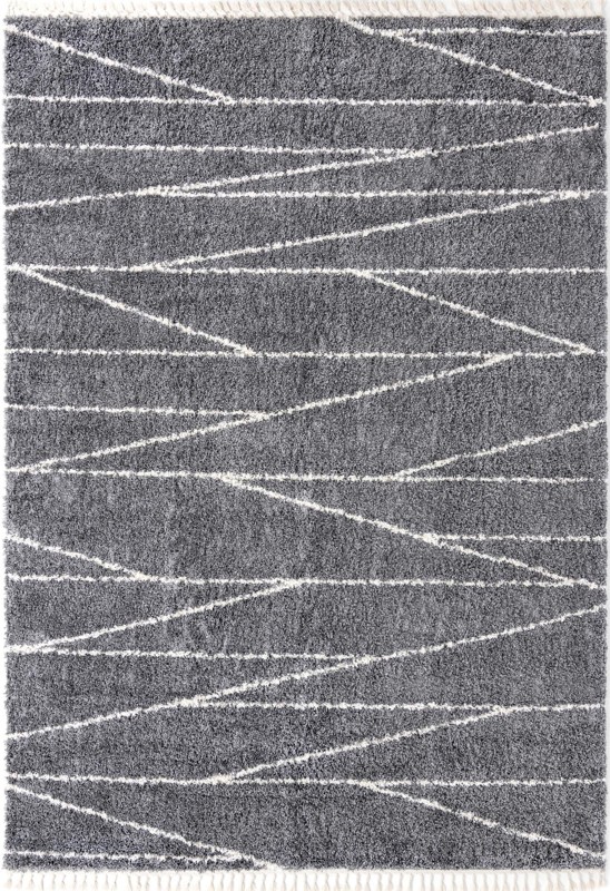 10' x 14' Edenton · Linear shag rug, gray and ivory