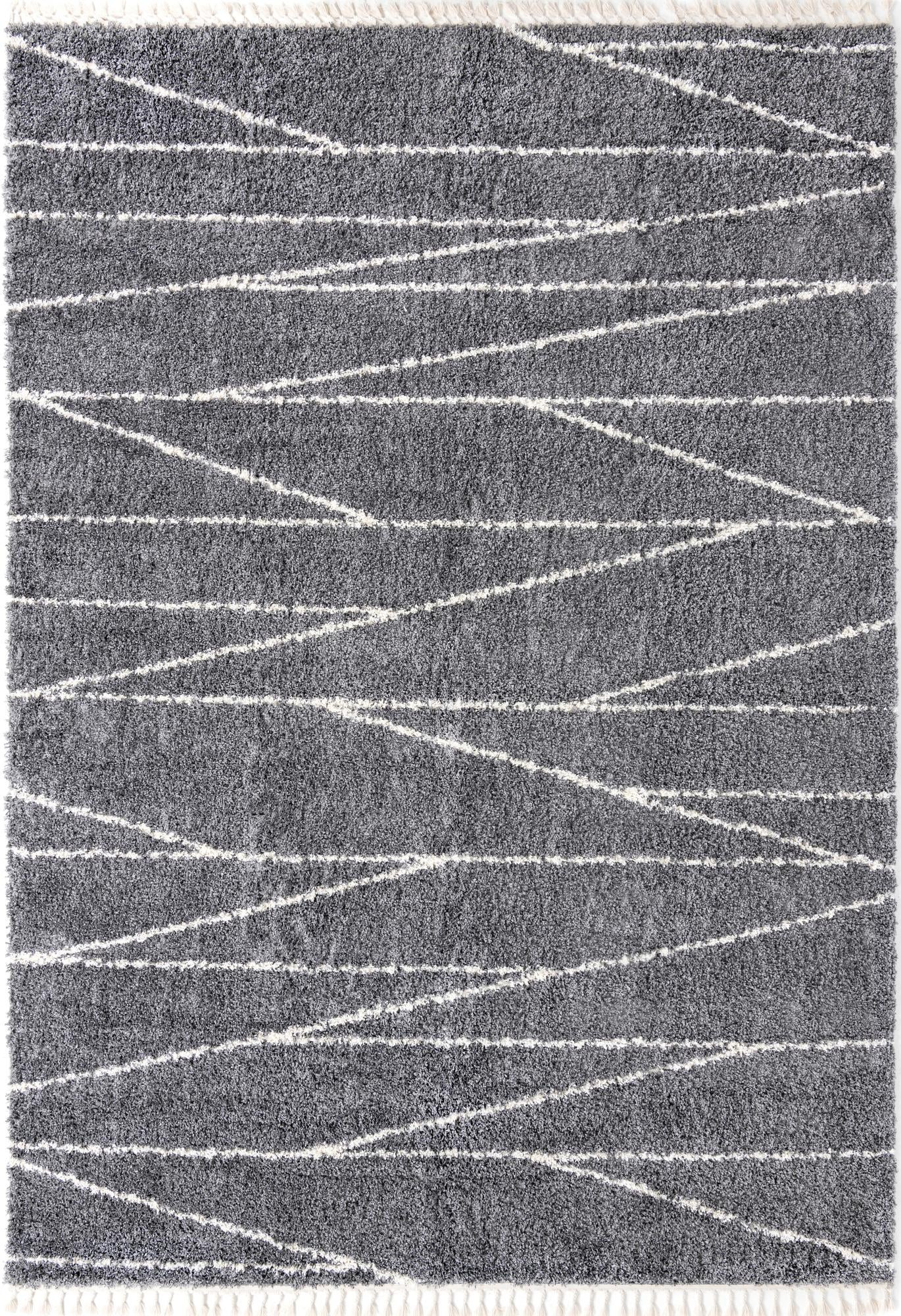 10' x 14' Edenton · Linear shag rug, gray and ivory