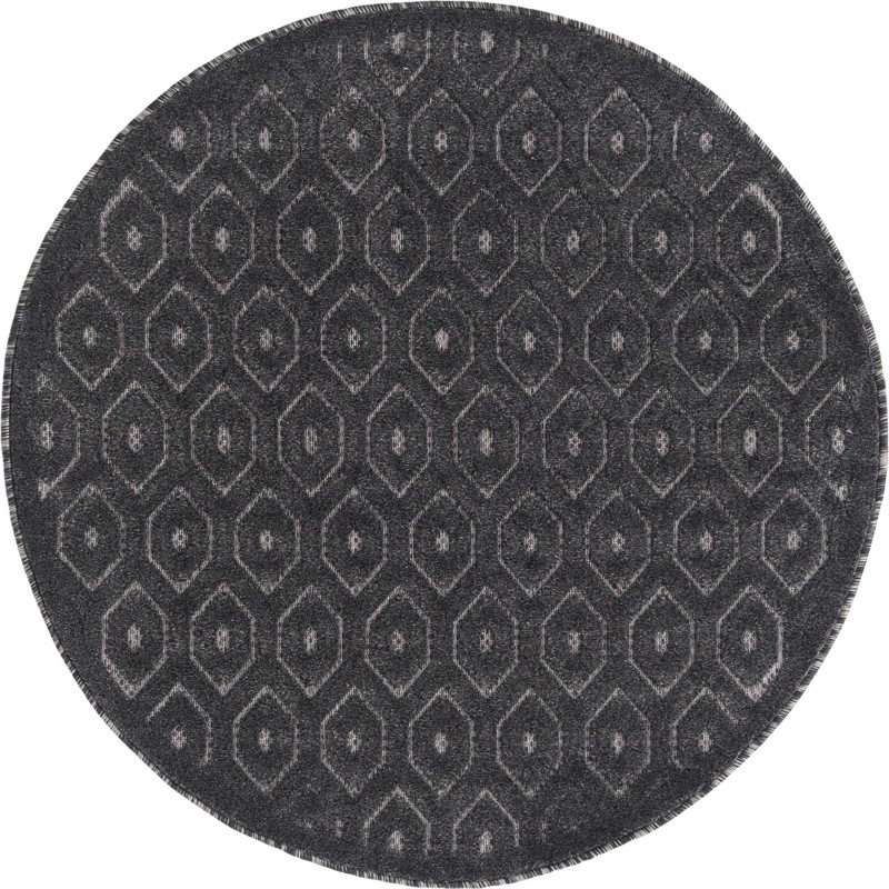 Roanoke · Geometric diamond Outdoor Rug, charcoal and ivory