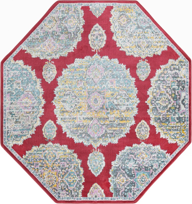 6' x 6' Mather · Medallion rug, red