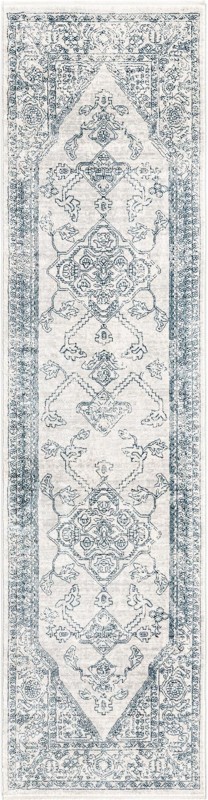 2' x 8' Opal · Border rug, gray